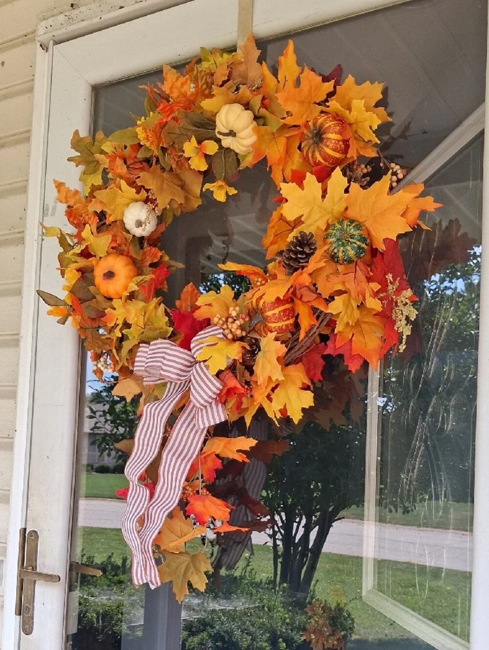 Autumn Harvest Fall Wreath with Orange & Yellow Leaves